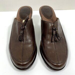 Ariat Brown Leather Slip On Slides Mules Clogs Comfort Shoes 20926 Womens Sz 7.5
